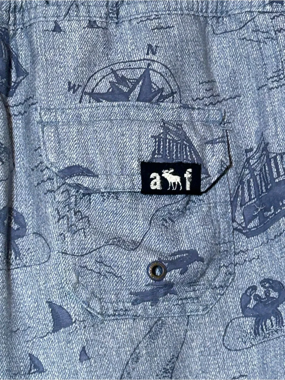 Abercrombie Kids Hybrid Shorts W/Liner Adj. Waist Blue Pirate Design Size 3/4